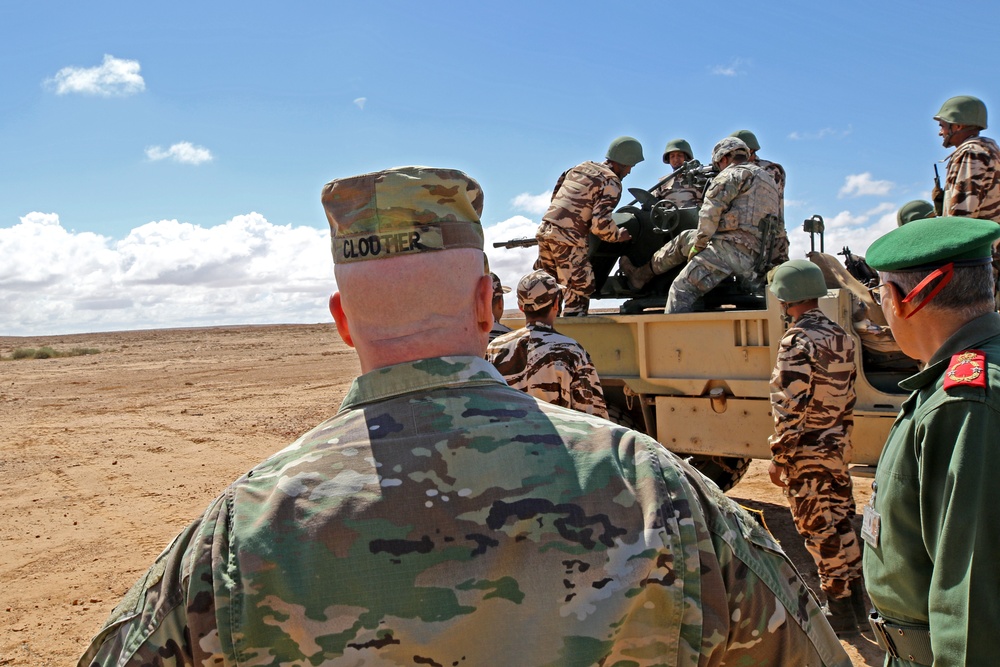 Maj. Gen. Robert Cloutier, U.S. Army Africa commanding general, visits African Lion 2019 field exercise