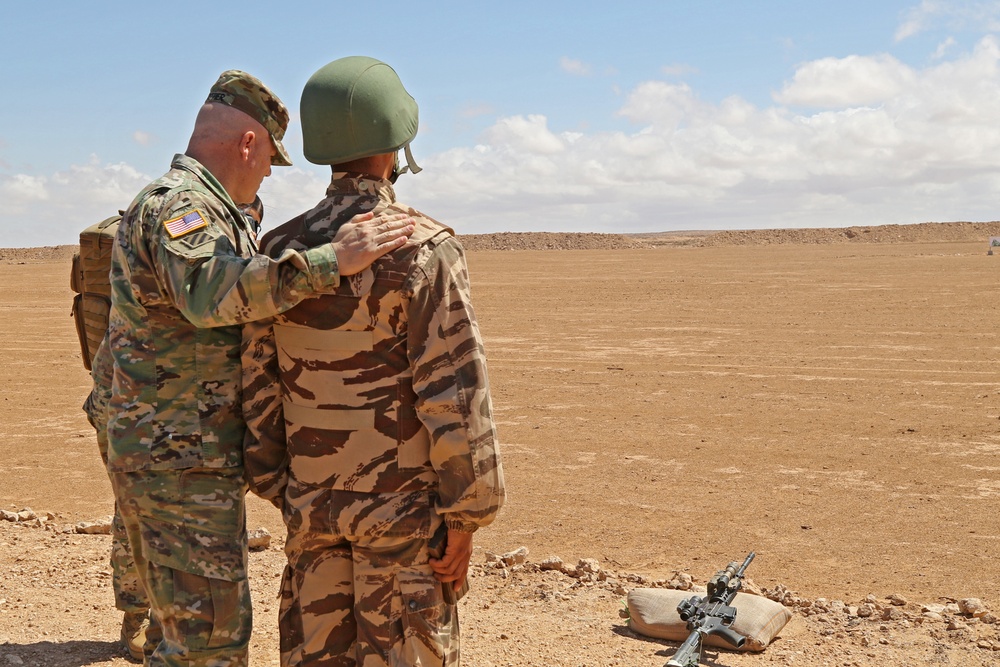 Maj. Gen. Robert Cloutier, U.S. Army Africa commanding general, visits African Lion 2019 field exercise