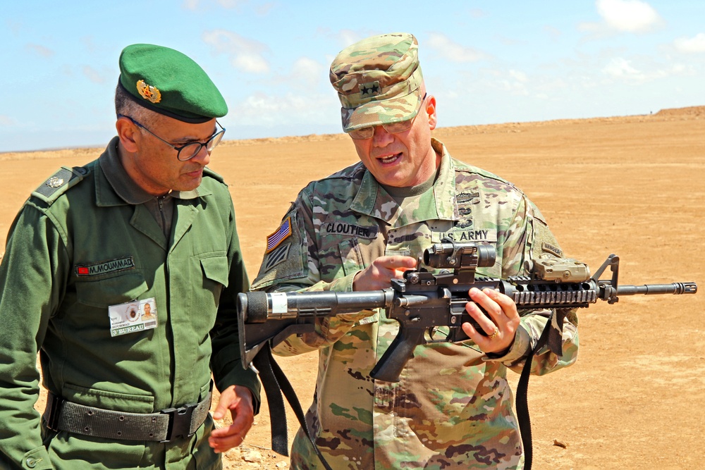 Maj. Gen. Robert Cloutier, U.S. Army Africa commanding general, visits African Lion 2019 field exercise