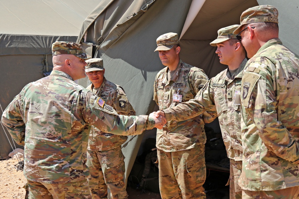 Maj. Gen. Robert Cloutier, U.S. Army Africa commanding general, visits African Lion 2019 field exercise