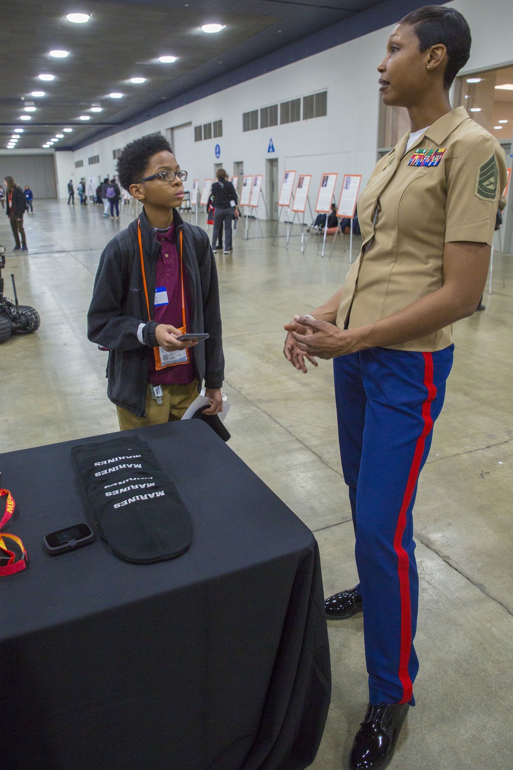Marines showcase explosive ordnance disposal robots during National Society of Black Engineers festival