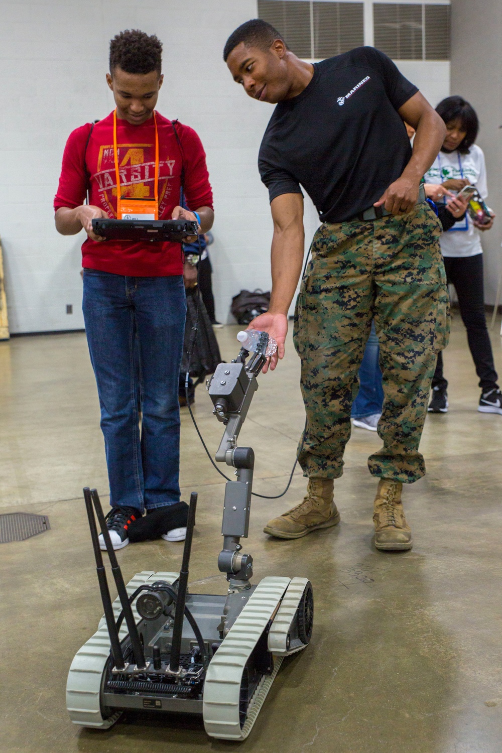 Marines showcase explosive ordnance disposal robots during National Society of Black Engineers festival