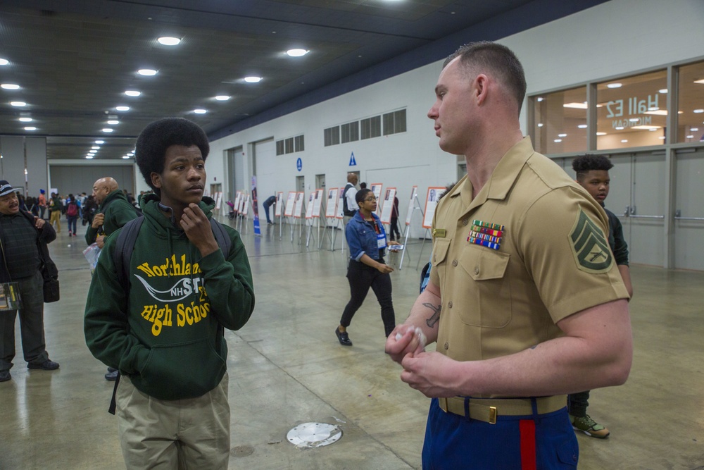 Marines showcase explosive ordnance disposal robots during National Society of Black Engineers festival