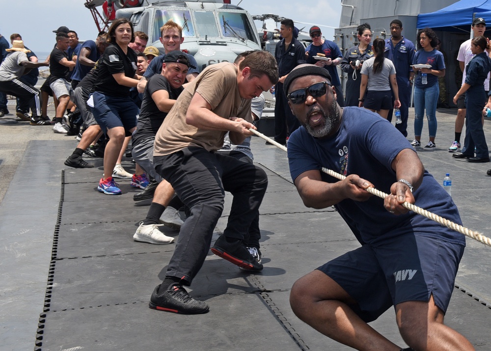 USS Blue Ridge holds steel beach picnic