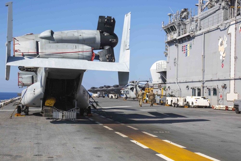 Balikatan 2019: U.S. Marines, Sailors conduct flight operations from the USS Wasp