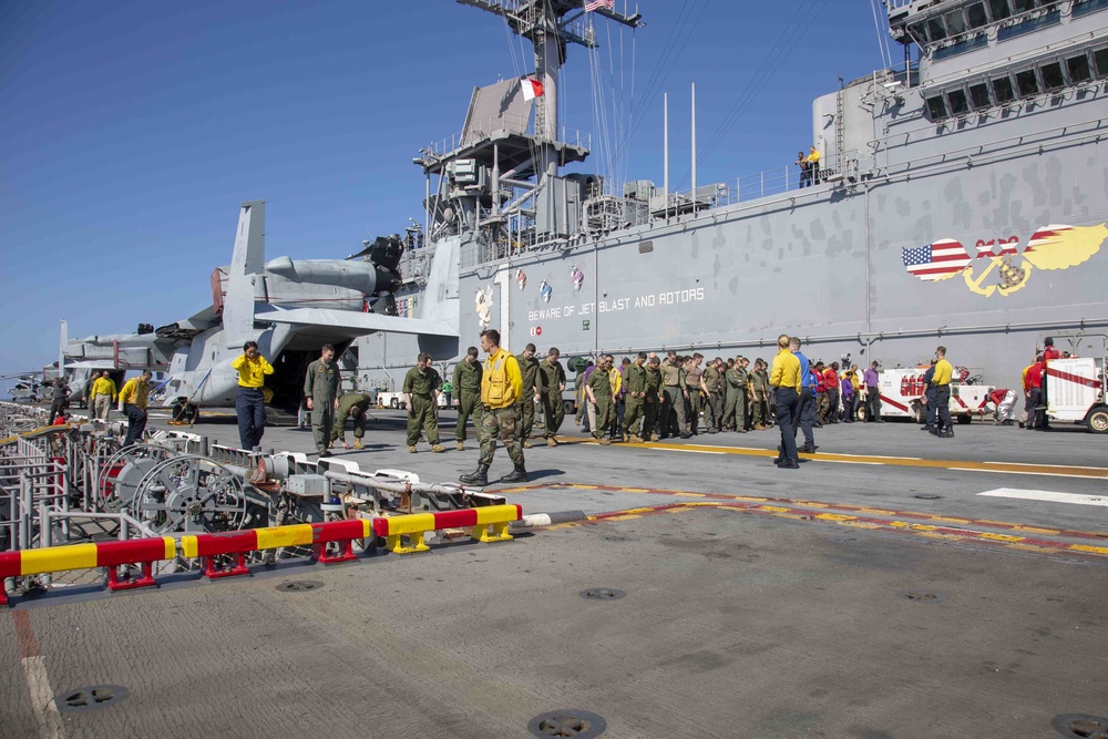 Balikatan 2019: U.S. Marines, Sailors conduct flight operations from the USS Wasp