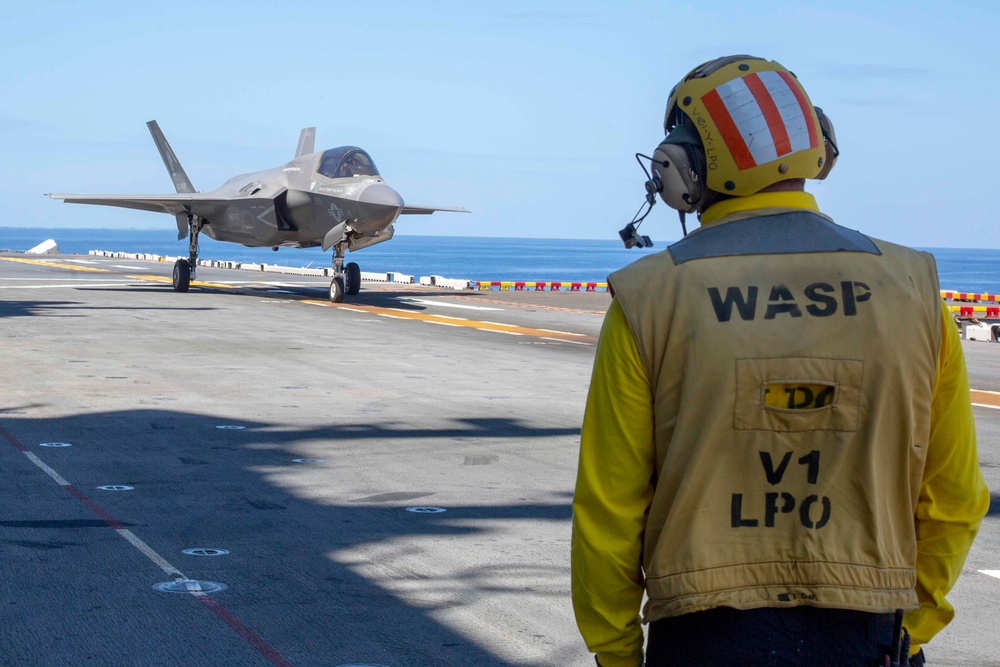 Balikatan 2019: U.S. Marines, Sailors conduct flight operations from the USS Wasp