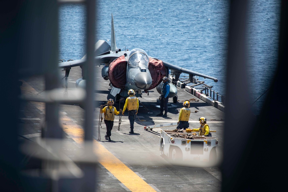 Sailors Prepare to Move Harrier