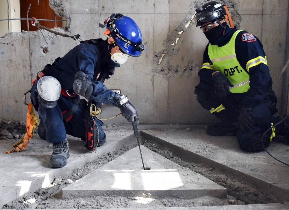 U.S. military firefighters train for earthquakes at Camp Zama