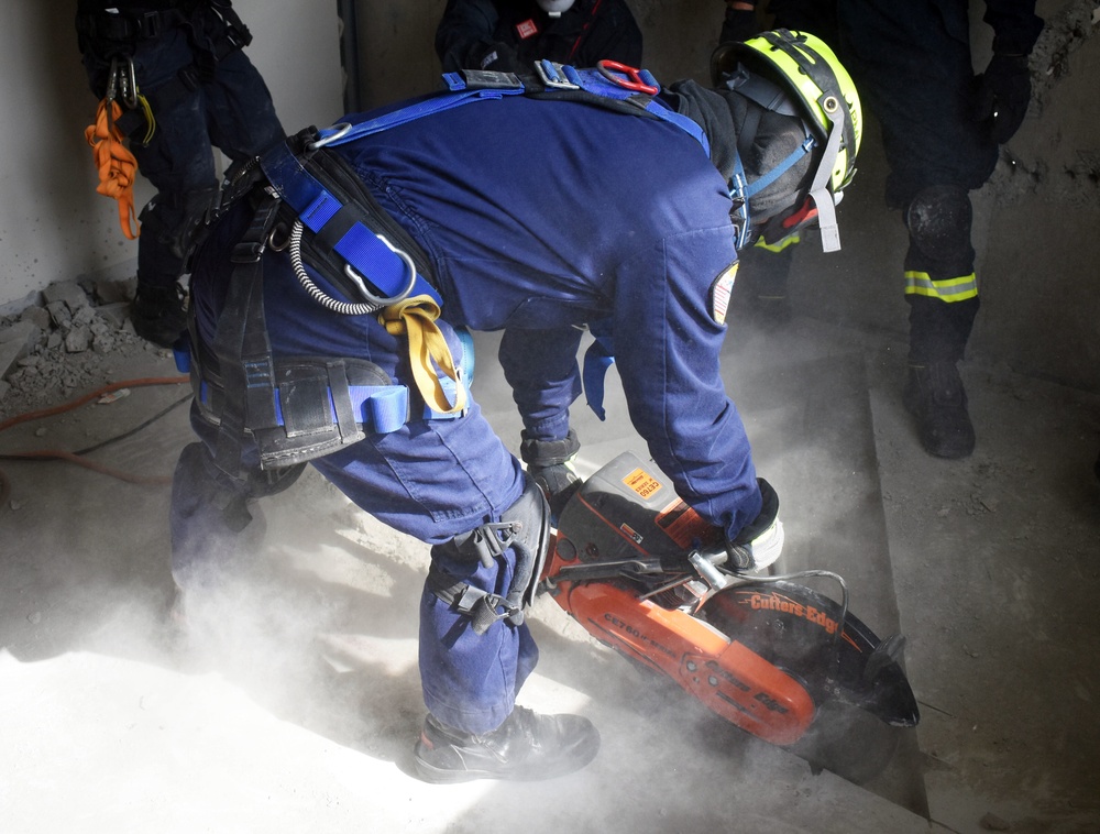 U.S. military firefighters train for earthquakes at Camp Zama