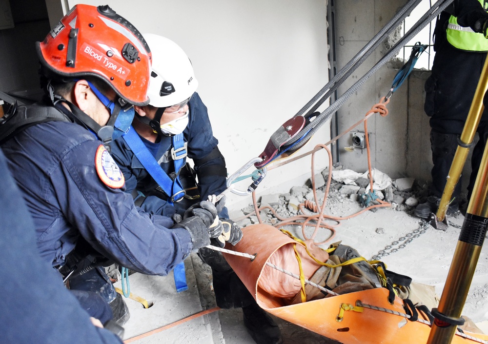 U.S. military firefighters train for earthquakes at Camp Zama