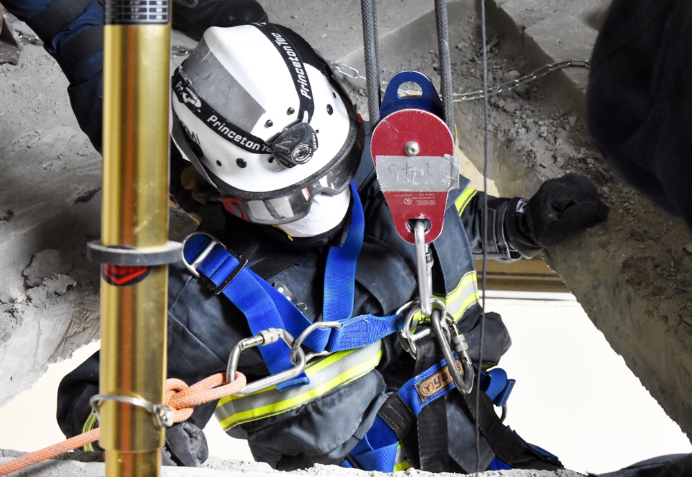 U.S. military firefighters train for earthquakes at Camp Zama
