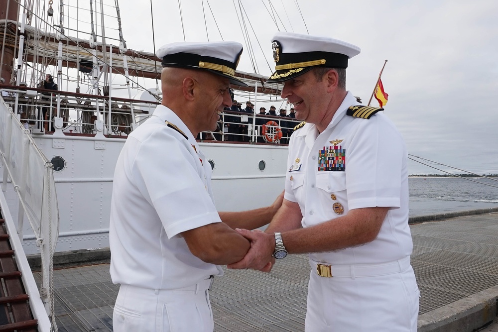 Spanish Royal Navy Tall Ship Docks at NAS Pensacola