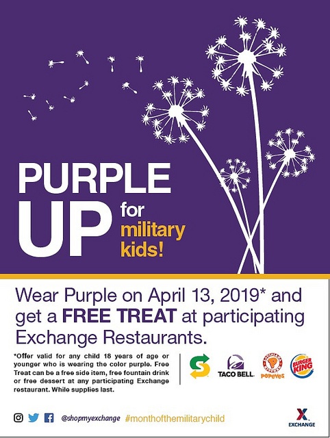 Purple Up! Exchange Rewards Military Children with Free Treat on April 13