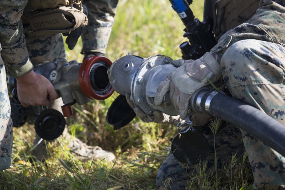 U.S. Marines Connect Fueling Nozzles at Pacific Blitz 19 FARP