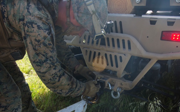 U.S. Marine Hitches Trailer to RZR at Pacific Blitz 19 FARP