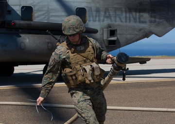 U.S. Marine Runs Fuel Hose at Pacific Blitz 19 FARP
