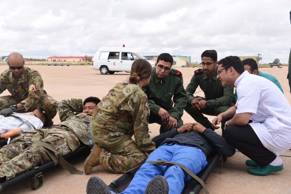 Royal Moroccan medical personnel, 86th AES practice patient care