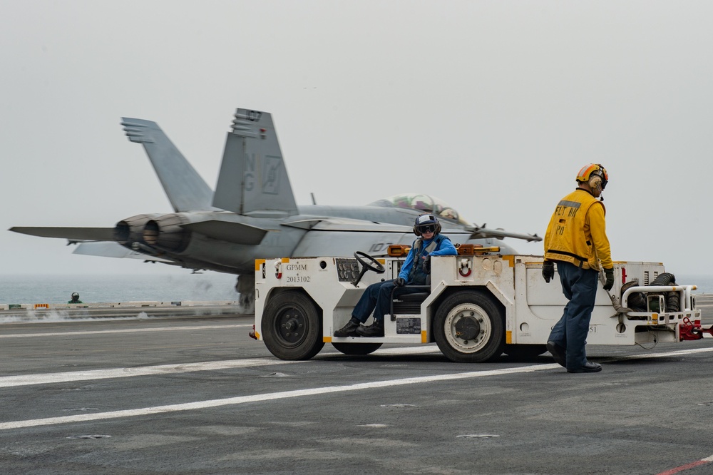 The aircraft carrier USS John C. Stennis (CVN 74) conducts flight operations
