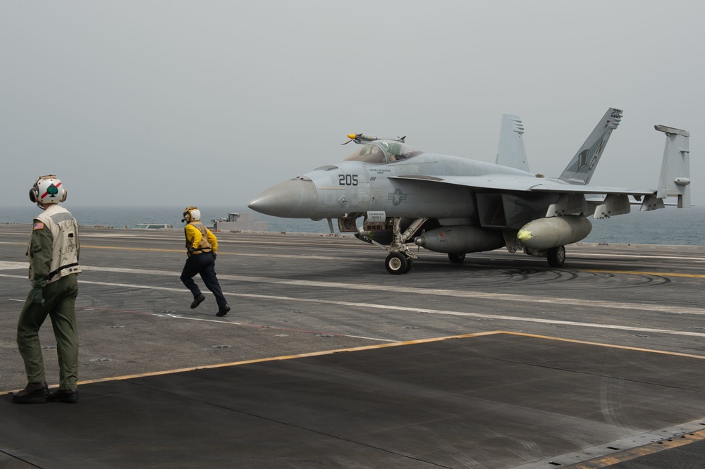 The aircraft carrier USS John C. Stennis (CVN 74) conducts flight operations