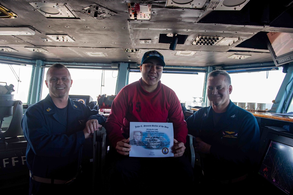 U.S. Sailor receives Sailro of the Day award