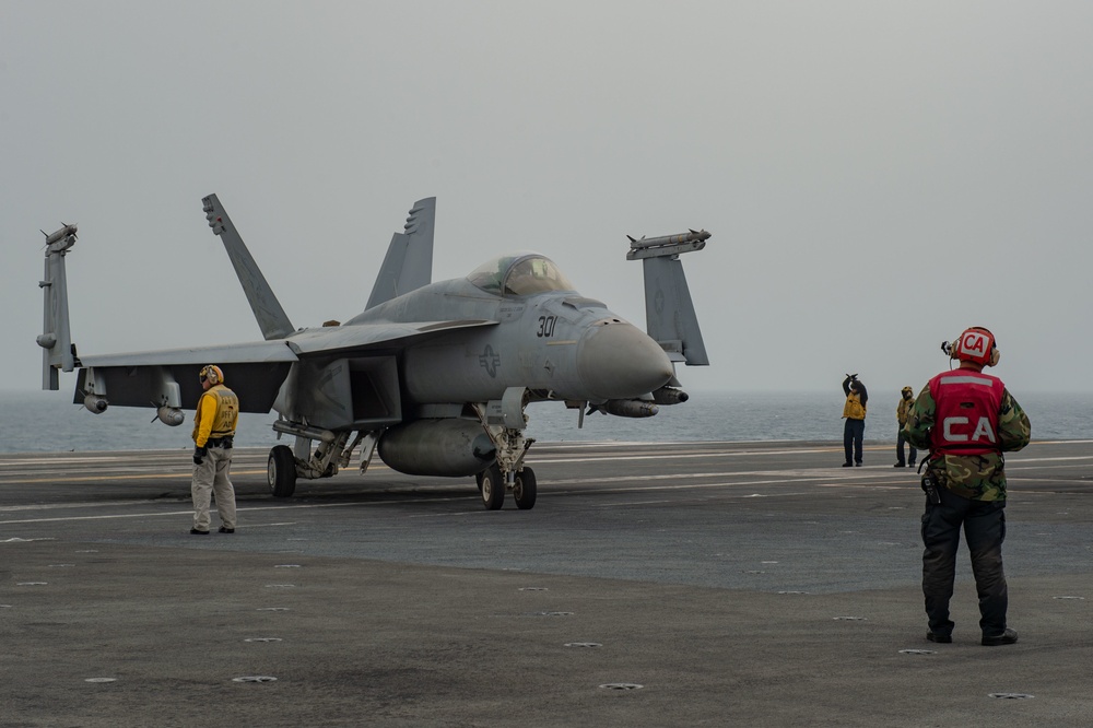 The aircraft carrier USS John C. Stennis (CVN 74) conducts flight operations