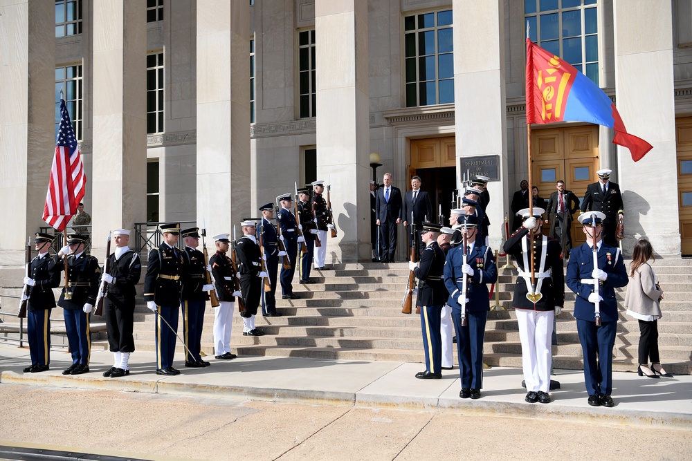 Armed Forces Full Honor Cordon in honor the Minister of Defence for Mongolia