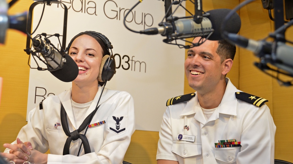 USS Blue Ridge Seventh Fleet Band plays at radio station in Pattaya, Thailand