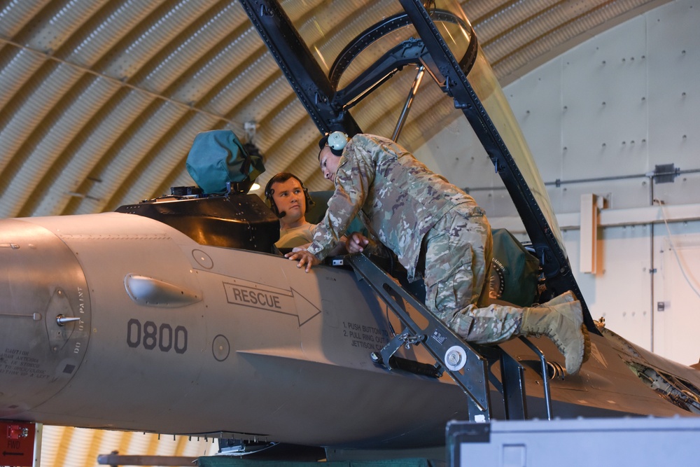 31 AMXS Airmen perform F-16 maintenance