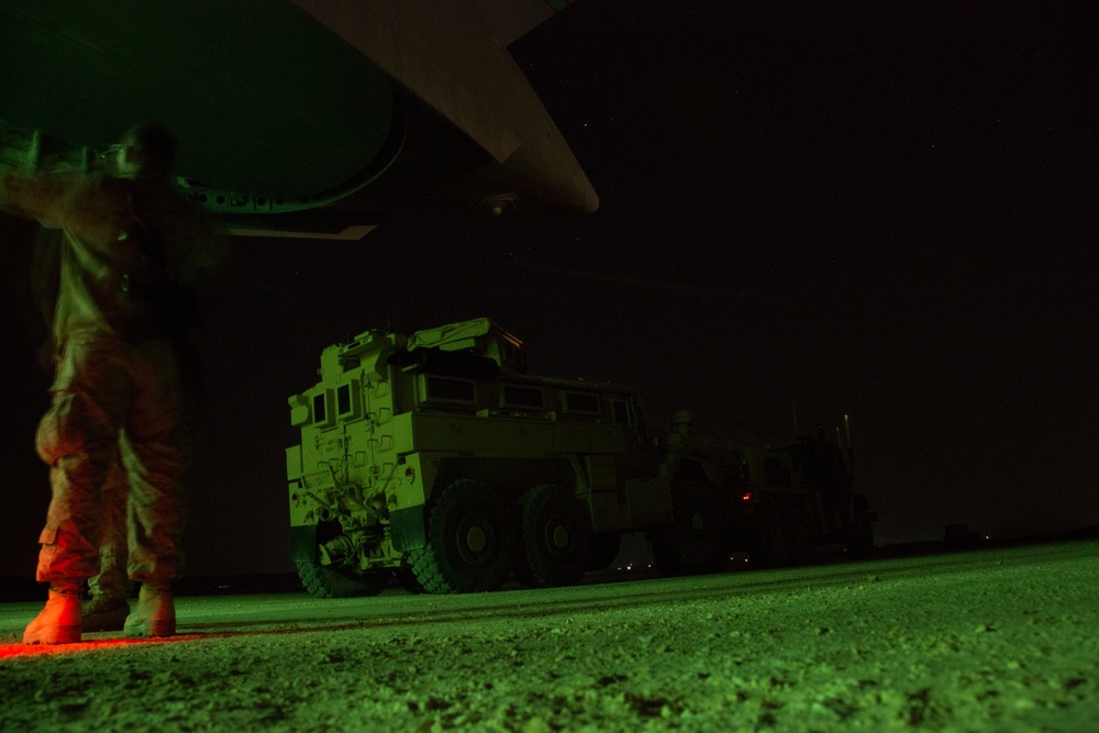 India Co. Marines load MRAP for transport: SPMAGTF-CR-CC 19.1