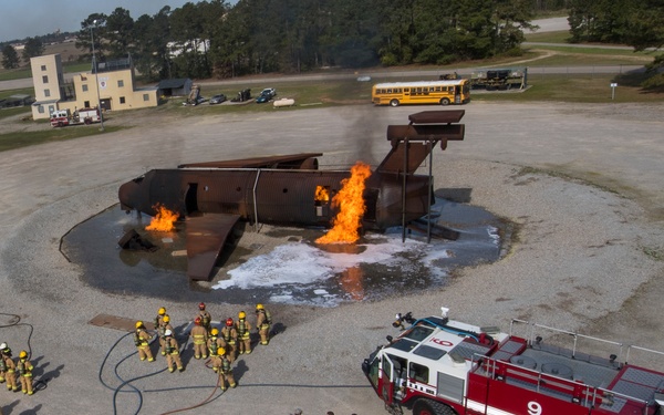 101st and 103rd Firefighters Team Up For Training at Savannah Air National Guard