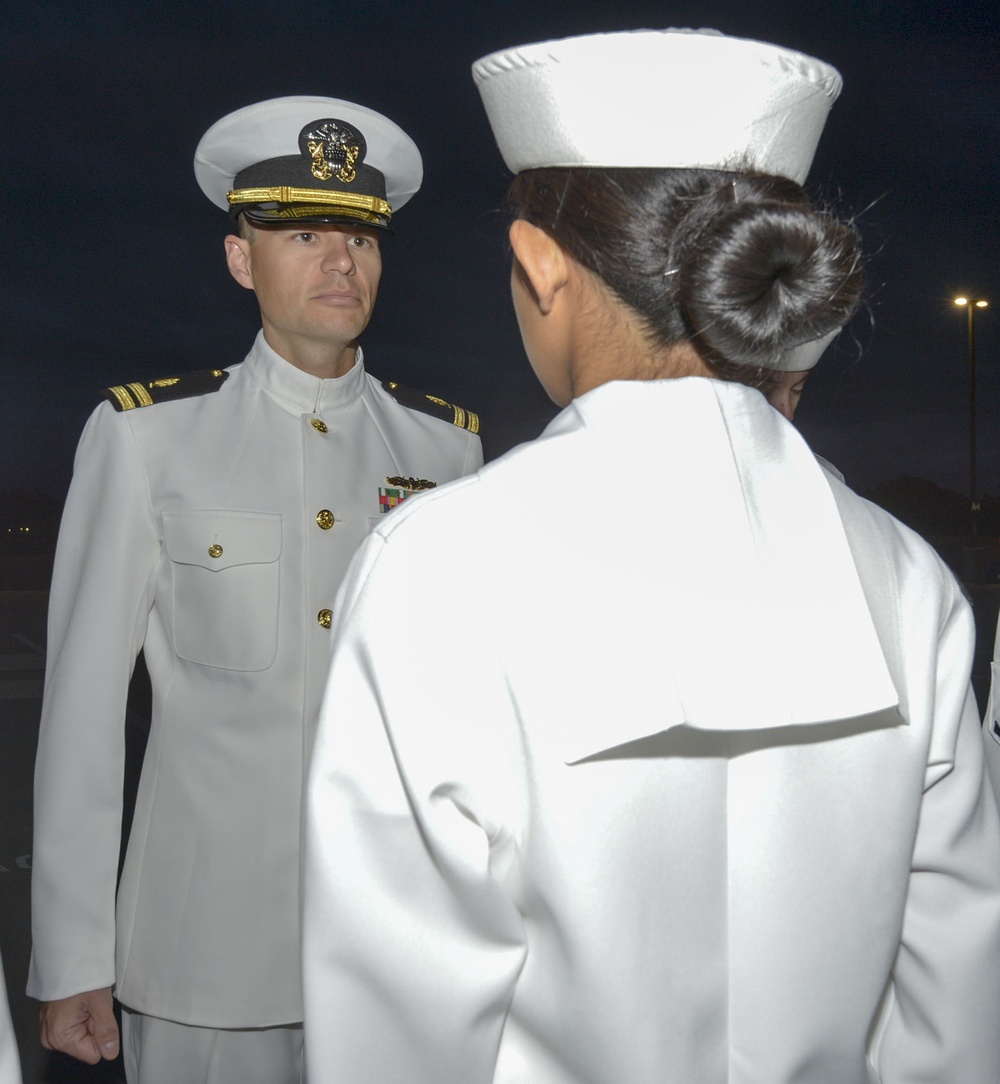 NMCSD DFA Holds a Service Dress White Uniform Inspection