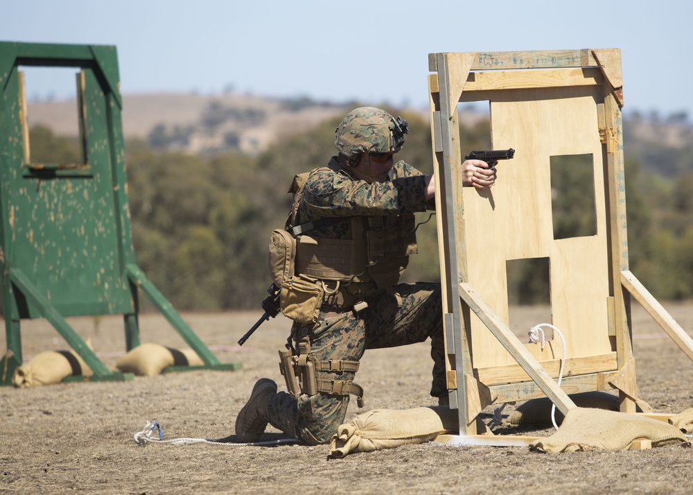 U.S. Marines conduct rifle and pistol maneuvers at AASAM 2019