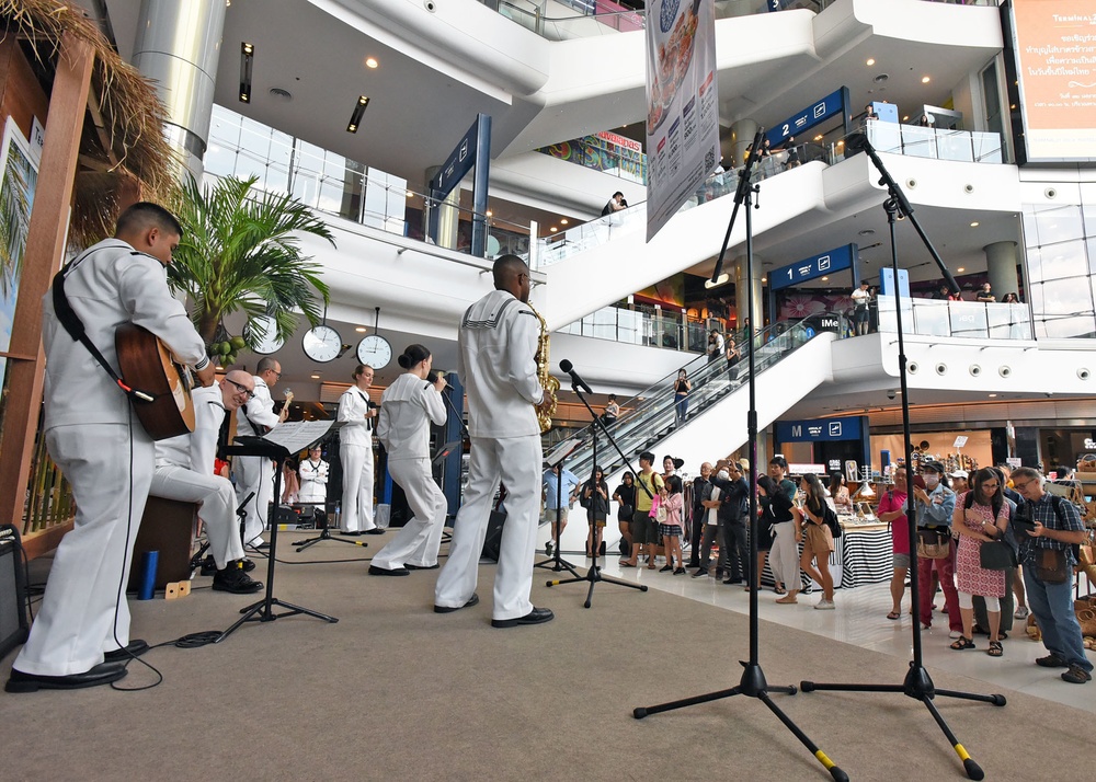 Seventh Fleet Band plays at Terminal 21 in Bangkok