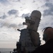 A close-in weapons system fires during a live-fire exercise aboard USS Mobile Bay