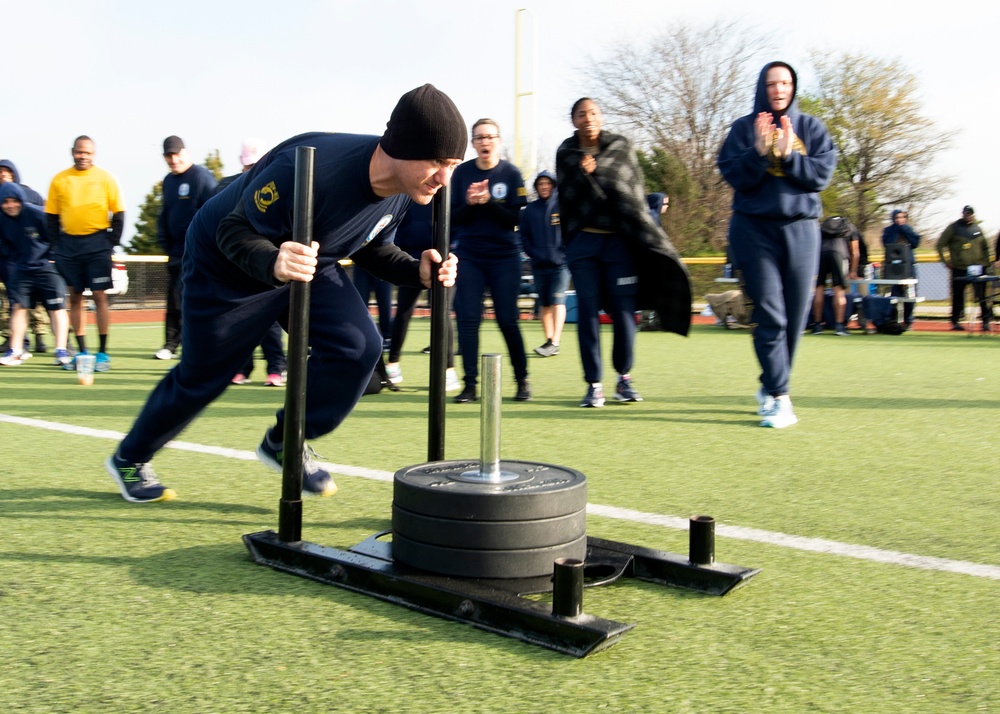 Navy Chiefs participate in a Goat Locker Challenge at Naval Station Norfolk