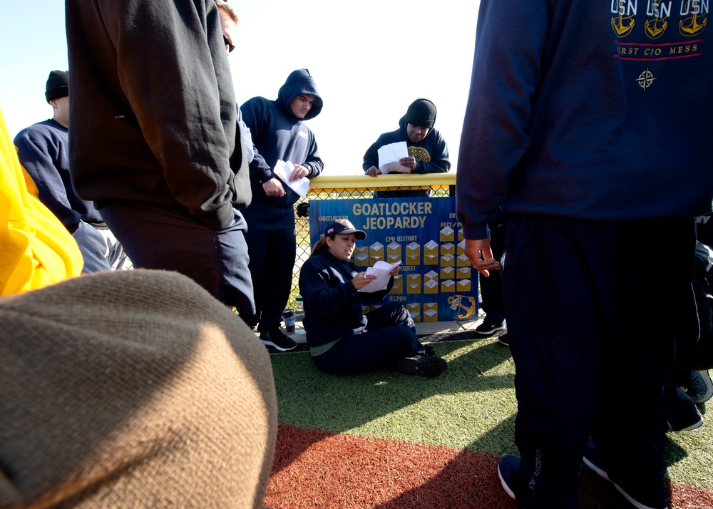 Navy Chiefs participate in a Goat Locker Challenge at Naval Station Norfolk