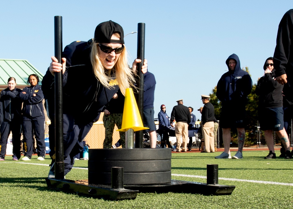 Navy Chiefs participate in a Goat Locker Challenge at Naval Station Norfolk