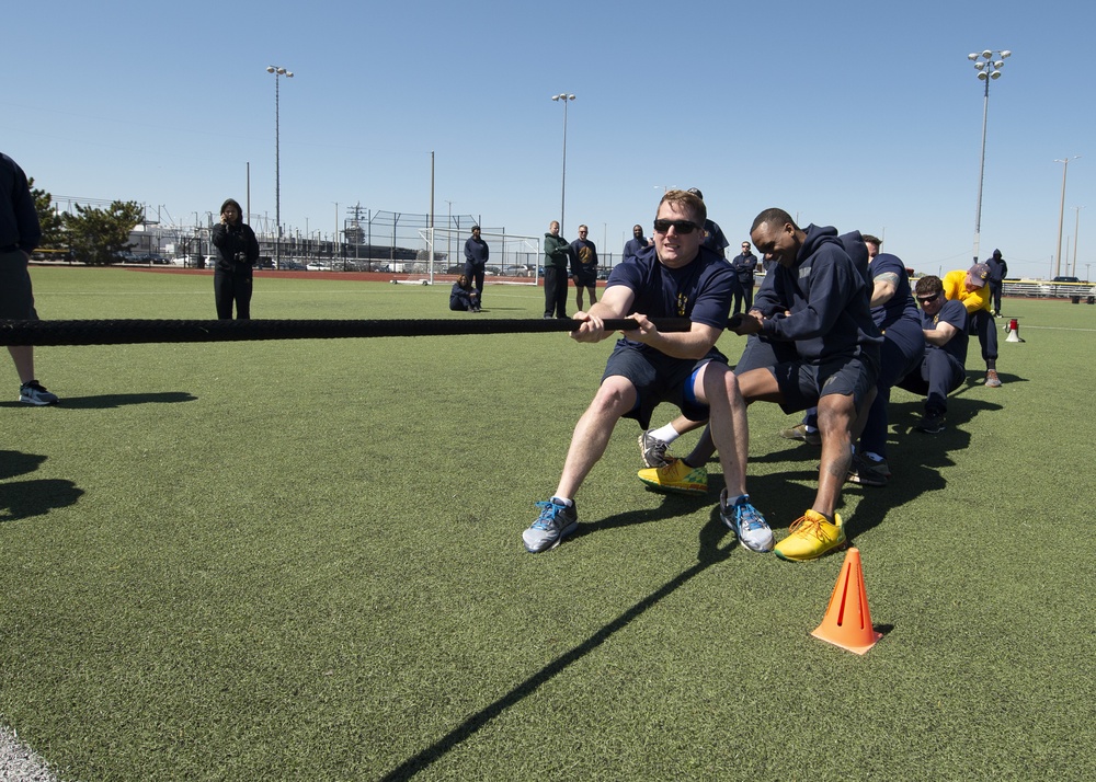 Navy Chiefs participate in a Goat Locker Challenge at Naval Station Norfolk