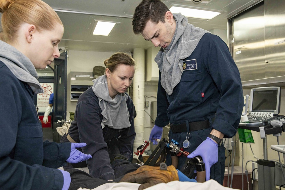 Sailors Treat Simulated Patient During an Exercise