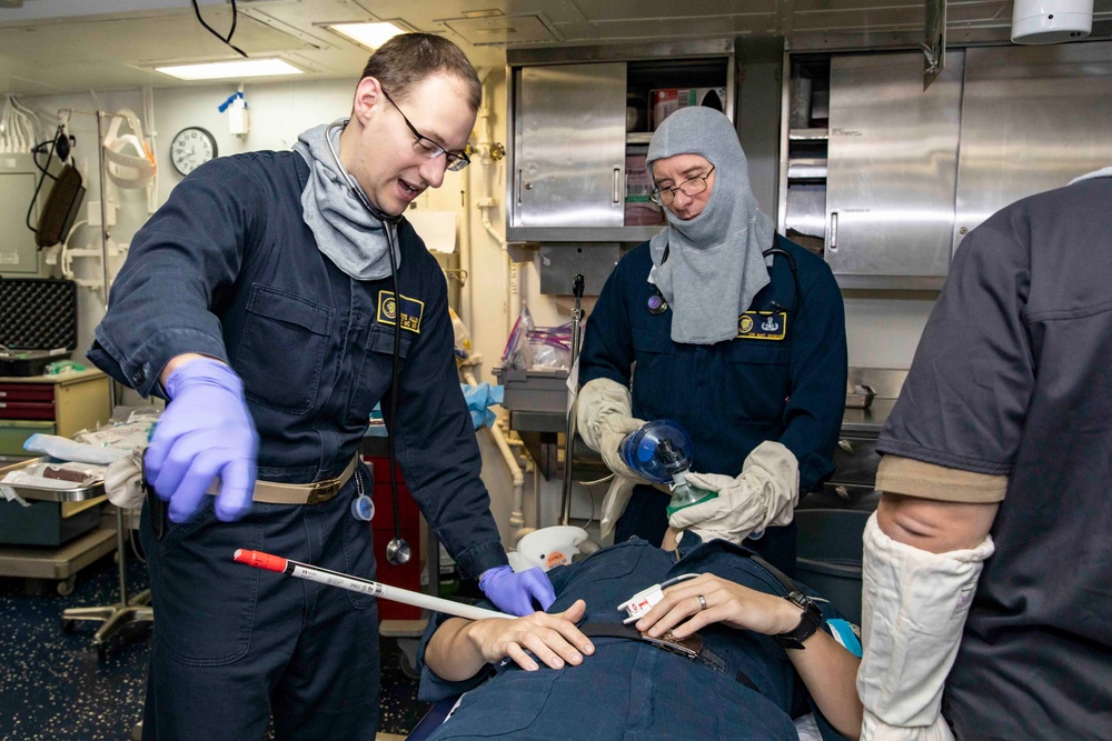 Sailors Treat Simulated Patient During an Exercise