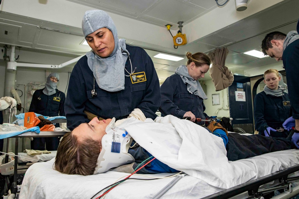 Sailors Treat Simulated Patient During an Exercise