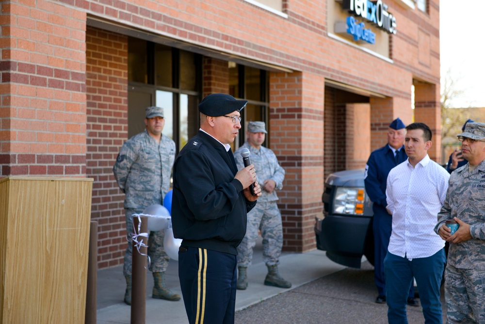 Major General Kennith, Adjutant General - Air, Speaks to the Crowd at the New Mexico Air National Guard Recruiting Storefront Grand Reopening