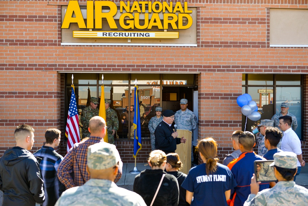 Major General Kennith, Adjutant General - Air, Speaking at New Mexico Air National Guard Recruiting Storefront Grand Reopening