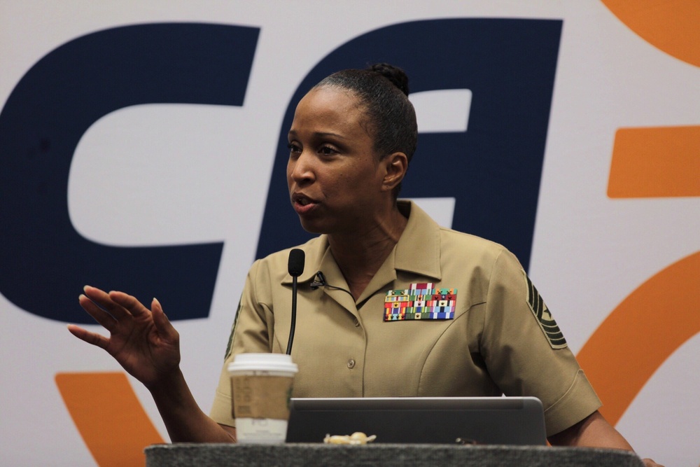 Marines teach ethics at women’s basketball convention