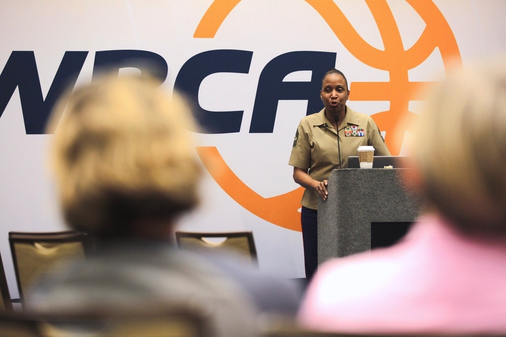 Marines teach ethics at women’s basketball convention