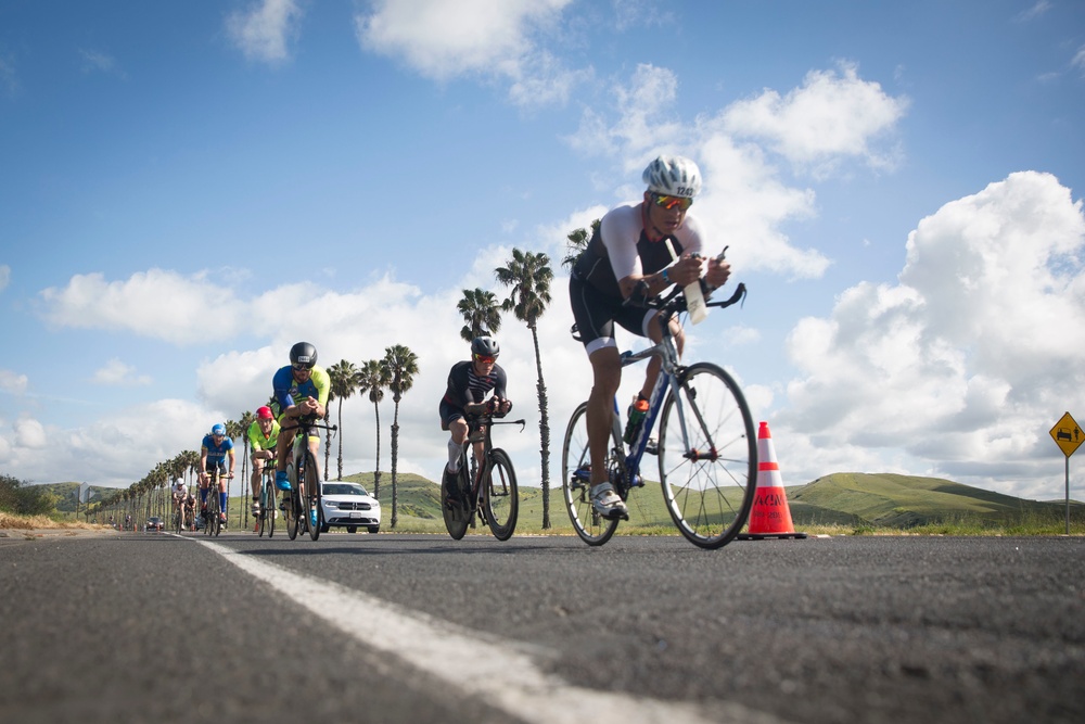 2019 Ironman 70.3 Oceanside bicyclists on Camp Pendleton