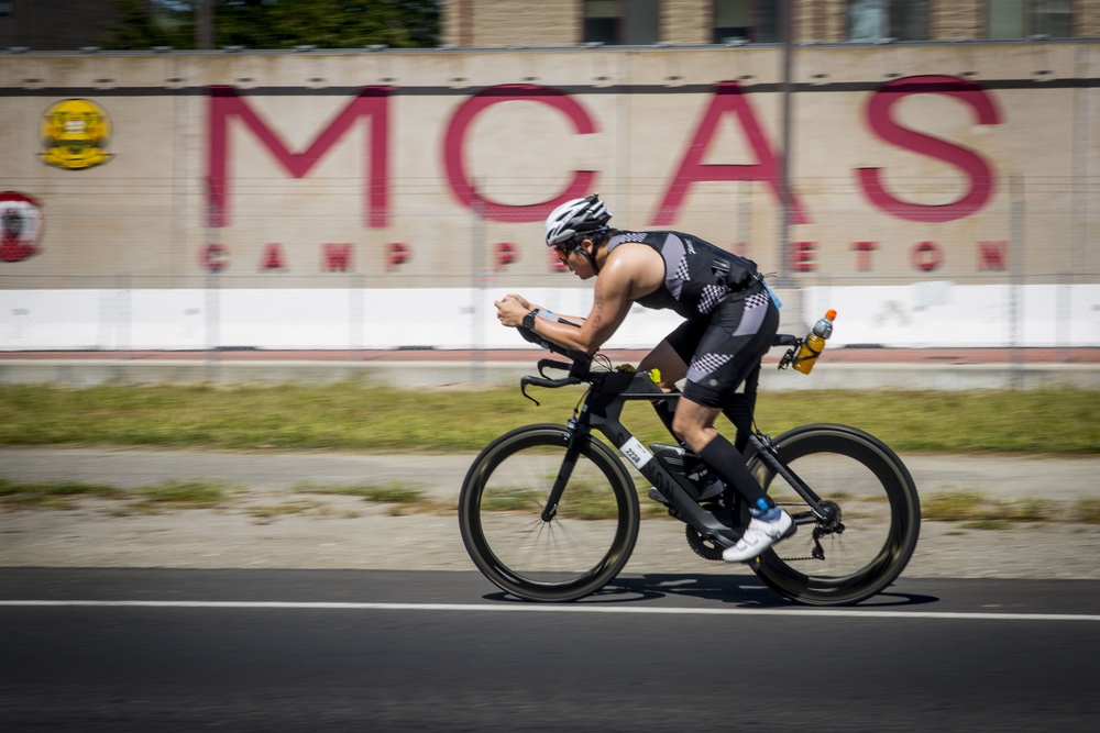 2019 Ironman 70.3 Oceanside bicyclists on Camp Pendleton