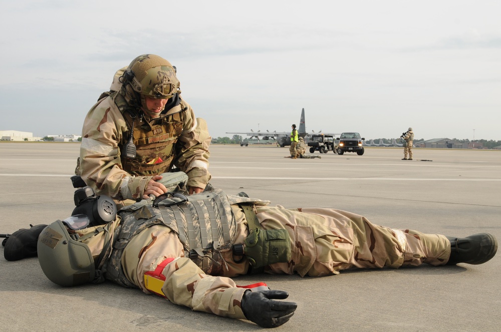 165th Airlift Wing conducts operational readiness exercise.