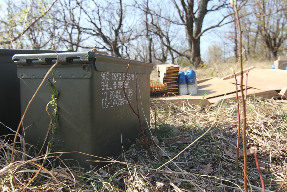 Forward Support Company, 1-16 Infantry Soldiers transport and unload ammunition for live-fire ranges